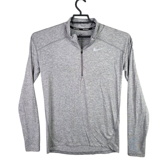 Mens Nike Dri-Fit Gray 1/4 Zip Running Shirt Long Sleeve Polyester Spandex S - Picture 1 of 9